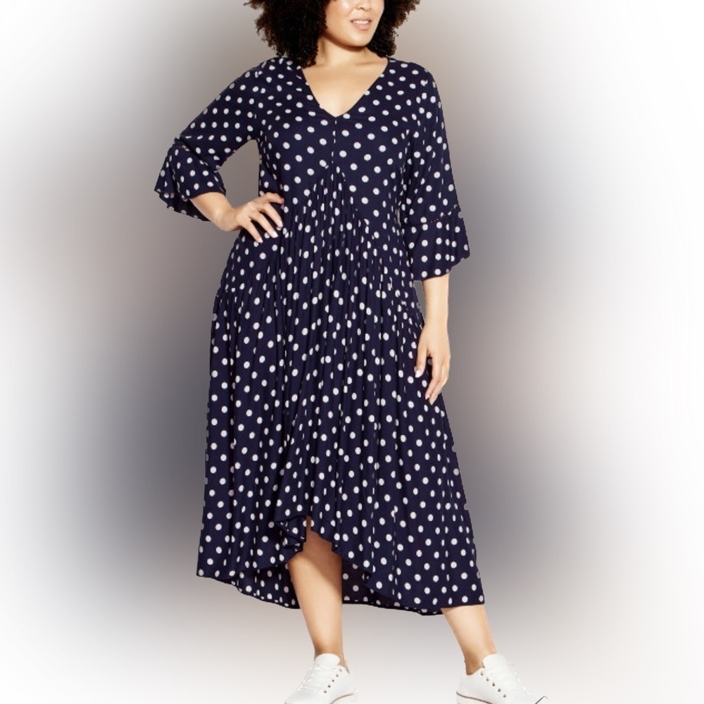 AVENUE
Valencia Dress - blue and white spot Size 14​​​​​